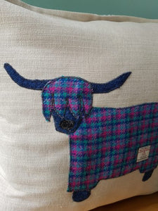 Harris Tweed Highland Cow cushion
