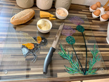 Load image into Gallery viewer, Bumble Bee and Thistle Worktop Saver/chopping board

