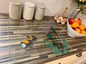 Bumble Bee and Thistle Worktop Saver/chopping board