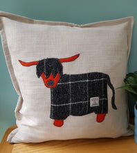 Load image into Gallery viewer, Harris Tweed Highland Cow Cushion

