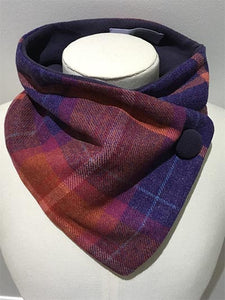 Orange/fuschia/purple Pure wool unfringed neckwarmer