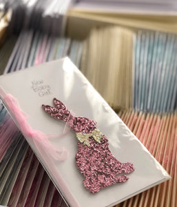 New Baby Girl Glitter Bunny Card